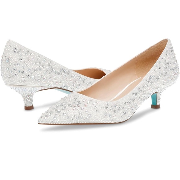 Betsey Johnson Jewel Encrusted Kitten Heels - Picture 7 of 8